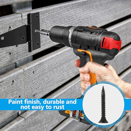 Ldxdru HYUS-DOORHINGES-6PCS-BK-231223 Ldxuru 6Pcs 6 Inch T-Strap Heavy Duty Shed Door Hinges Barn Door Hinges Gate Hinges Black Tee Hinge thumb #3