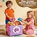 45PCS 3-in -1 Toddler Girl Toy Shopping Carts for Kids Pretend Play Food Toys - Cutting Fast Toy Food Set for Montessori Preschool Learning for Boys&Girls Ages 2 3 4 5 6+ Birthday Gifts