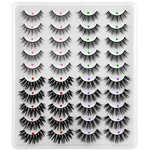 Ruairie False Eyelashes Fluffy Volume 3D Fake Eyelashes Natural False Lashes Pack Wispies Eyelashes 4 Styles 20 Pairs