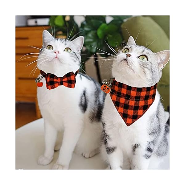 Stmk 2 pack holiday cat bandana collar with bell, breakaway halloween thanksgiving day fall cat kitten bandana collar with bell & diy pumpkin maple leaf for holiday cats kittens costume decorations - image 6