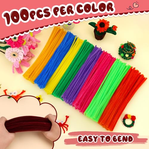 Image of Hssugi 100PCS Pipe Cleaners, Wine Red Chenille Stems Craft Supplies | Pipe Cleaners Craft Supplies, Pipe Cleaners Bulk Fuzzy Sticks for DIY Art and Craft Projects Home Decoration