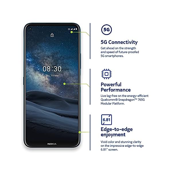 Nokia-83-5G-Android-10-Unlocked-Smartphone-Dual-SIM-US-Version-8128GB-681-Inch-Screen-64MP-Quad-Camera-Polar-Night Nokia 8.3 5G | Android 10 | Unlocked Smartphone | Dual SIM | US Version | 8/128GB | 6.81-Inch Screen | 64MP Quad Camera | Polar Night