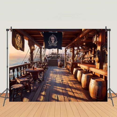 Backdrop barco pirata vintage 10x7ft para fotografía miniatura 4