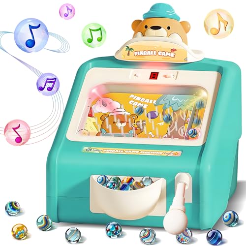 ROHSCE Mini Pinball Machine for Kids 8-12, Electronic Table top Arcade Games for Home with Lights & Music, Board Game with 30 Pinballs, Active Toy for Toddlers Boys Girls 3+ (Blue)