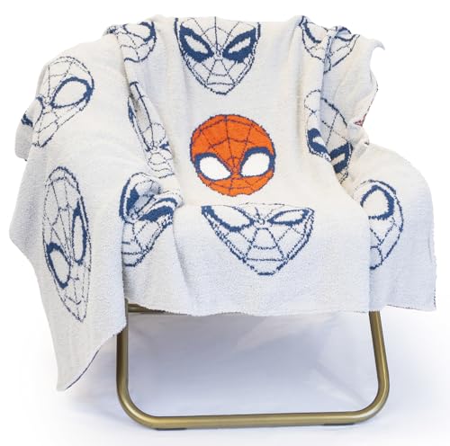 Image of Jay Franco Marvel Spiderman Feather Knit Fluffy Throw Blanket - Gray Fuzzy Blanket Measures 50 x 60 inch, Super Soft Lightweight Bedding
