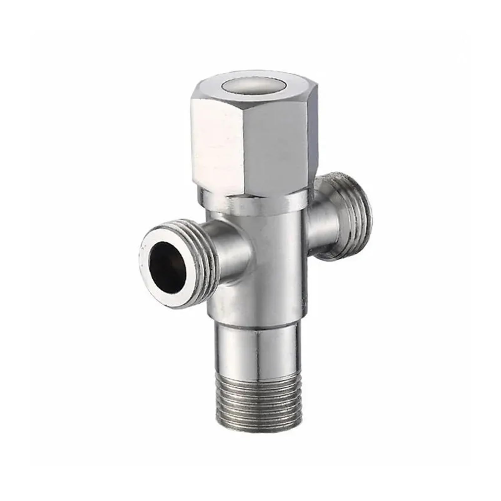 Vanne triangulaire en acier G1/2 double sortie pour raccord de robinet salle de bain