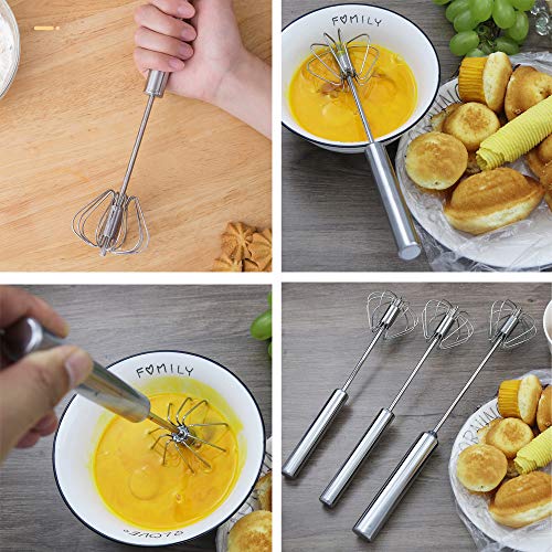 Frusta a Mano, Rusta da Cucina in Acciaio Inossidabile, Frusta Semiautomatica, più lavoro e risparmio di tempo, Frusta di Cottura per Battere e Mescolare, Sbattere per mescolare/sbattere/rimestare - immagine 6