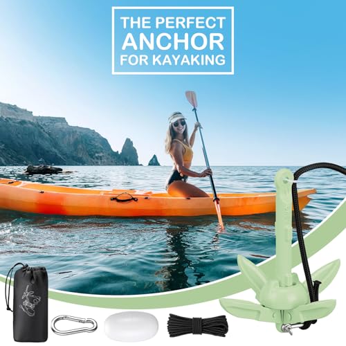 Image of Lounsweer 2 Pack 1.5 /3.5 lb Marine Kayak Anchor Kit Folding Grapnel Anchor Kit Boat Kayak Fishing Accessories for Small Boats Kayaks Canoe Paddle Boards