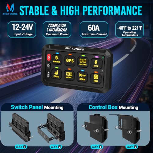 Image of MICTUNING P1s-AC Wireless 8 Gang Switch Panel 262FT with App Control