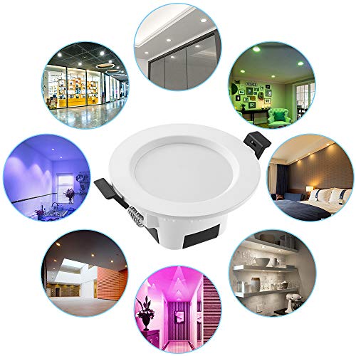 Sumaote Recessed Led Light, 1Pcs 5W Wireless Bluetooth Control Led Downlight Rgbwc 5 In 1 Recessed Ceiling Led Lighting For House Bedroom Living Kitchen #TOP7