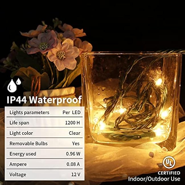 MULTI-SPARKING Christmas Lights 8.6Ft 10 Counts Classic Clear Incandescent Mini String Lights Green Wire Warm White for Indoor and Outdoor Christmas Decorations, Connectable