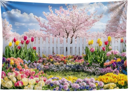 Fondo fotográfico Vinilo 7x5FT Jardín de Primavera miniatura 7