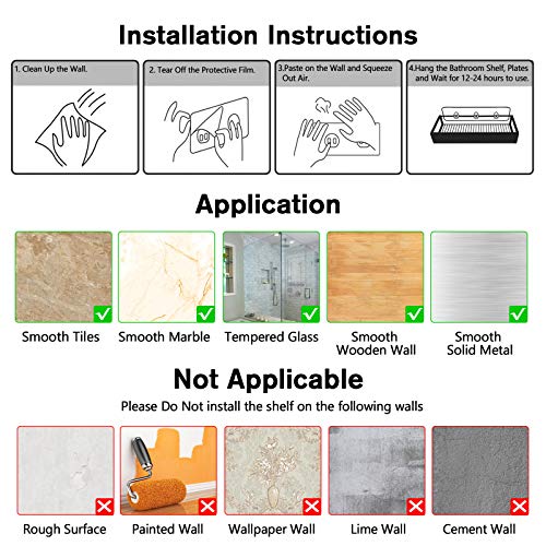 Roseyat Shower Caddy, Adhesive Shower Organizer With Hooks, Shower Shelves For Inside Shower, No Drilling Shower Rack Holder, Shower Storage For Bathroom, Kitchen Spice Rack-2 Pack Black #TOP6