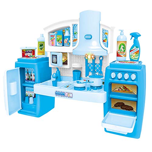 Children's Kitchen Toy Kitchen Playset Role Playing Game Children's Cooking Role Play Toys Set Imagination Game Gift Kitchen Toy Accessories (Color : Blue, Size : 19x9x29cm)