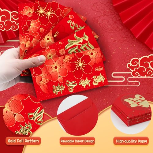 Envelopes vermelhos de ano novo chinês, envelopes de ano novo lunar, 36 peças de envelopes vermelhos