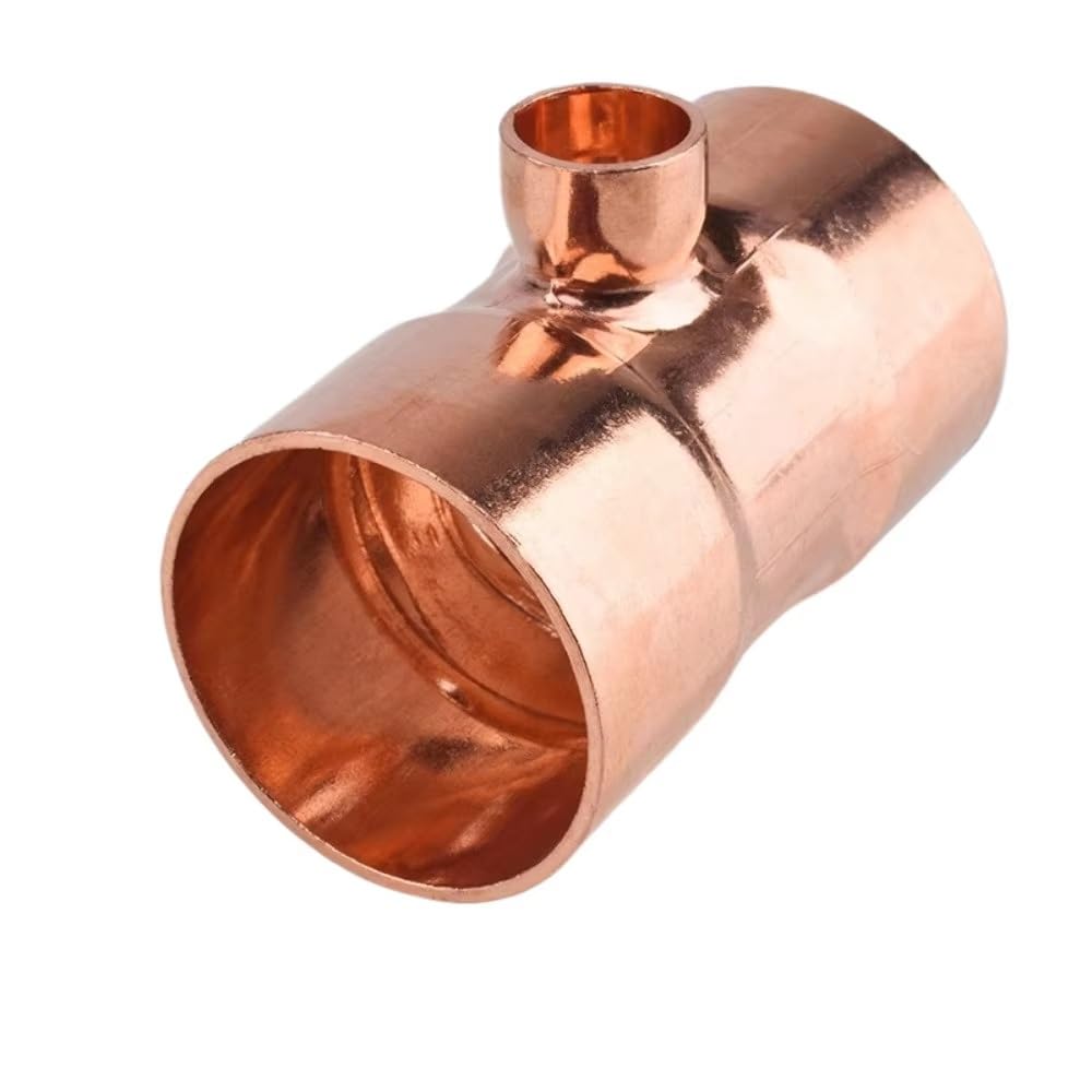 Złącze Rurowe T-Redukcyjne Miedziane 3-Drogowe (1 Sztuka) - Gniazdo ID 35/42/54mm Do Spawania dla Klimatyzacji, Ogrzewania Centralnego & Hydrauliki(42mm-28.6mm-42mm)
