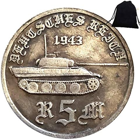 FKaiYin Historical Hand Carved Germany Coin- SecWorldWar Commemorative German Old Coin - Mark European Coin + KaiKBax Bag - Teaching Tool for Kids Future experience 1943Year Cover