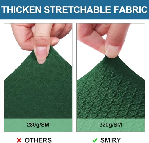 Image of Smiry Waterproof Seat Covers for Dining Room Chairs, No Rear Covers | Stretch Jacquard Removable Washable Chair Seat Slipcovers Protector, Set of 2, Emerald Green