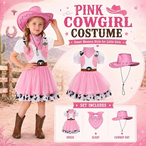 Disfraz de vaquera para niñas con sombrero talla 7-8 años miniatura 4