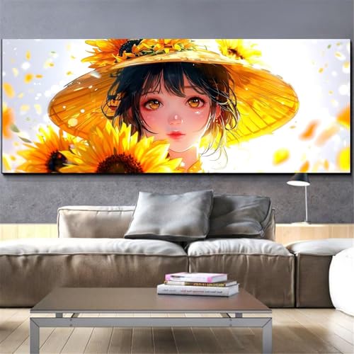 Peinture diamant cristal strass brillant artisanat haut de gamme Mefooge tournesol 80x160cm
