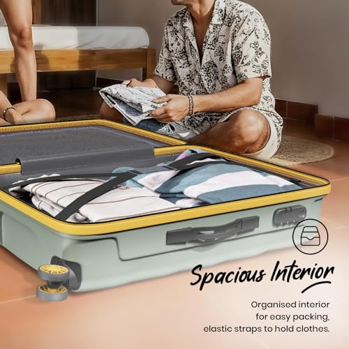 Image of Aristocrat Comet Set of 2 Trolley Bag 56, 66cm | Small+Medium| Hard Luggage| Smooth 8-Wheel Suitcase| Combination Lock With Sturdy Zipper| Full Fabric Convipack | 3-year International Warranty (Green)