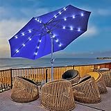LUCKWIND Patio Umbrella Beach Outdoor TiltI Crank UV Protection Offset Portable Sun 8 Ribs All Aluminum Frame Commercial Garden Backyard Swimming Pool Porch (10 FT LED, Blue)