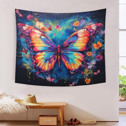 Tapisserie murale tissu papillons 3D pour habiller un grand mur vide sans peindre