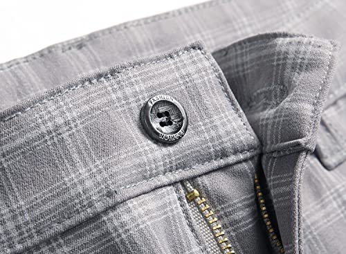 Men's Chino Pants Skinny Fit Plaid Flat-Front Stretch Slim Stylish Casual Business Dress Pants3