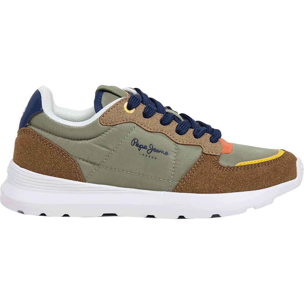 Pepe Jeans Teagan BASS B Sneak, Green (Dark Olive Green), 13.5 UK