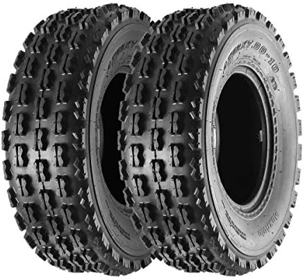 Maxauto 22x7-10 22-7-10 Front ATV Tires Quad Sport ATV UTV Tires 22x7x10 4-Ply Mud Sand Snow and Rock Tires Tubeless Knobby Sport Tires, Set of 2
