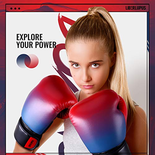 Liberlupus Youth Boxing Gloves for Ages 10-18, 8oz & 10oz Teens Boxing Training Gloves with Gradients, Teenagers Junior Kids Sparring Gloves for Punching Bag, Kickboxing, Muay Thai, MMA - Thumbnail 5