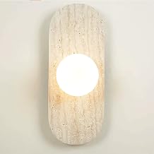 Living Room Stone Wall Mounted Lamp Wabi-sabi Style Decorative Wall Sconces Natural Yellow Travertine Wall Light Fixtures for Bedroom Hallway Dining Room Staircase Bedside Wall Yellow [Energy Class A+++]