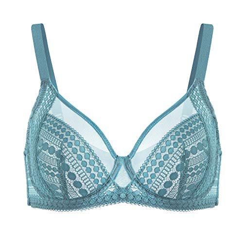 HSIA Lace Minimizer Bras for Women Full Coverage Unlined Underwire Minimizing Plunge Bra
