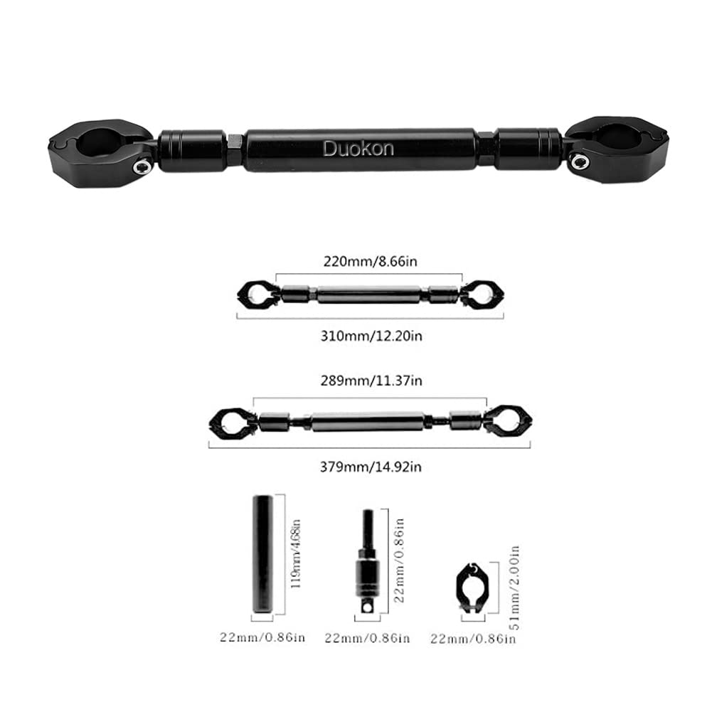 Zerone Barra Stabilizzatrice in Alluminio per Moto, Barra di Bilanciamento Manubrio Regolabile Universale per Manubrio da 22mm - Nero