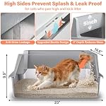 Stainless Steel Cat Litter Box with Lid, XL Metal Litter Box, Extra Large Litterbox for Big Cats, High Sided | Easy Cleaning | Odor-Free Includes Scoop and Mat - Image 3