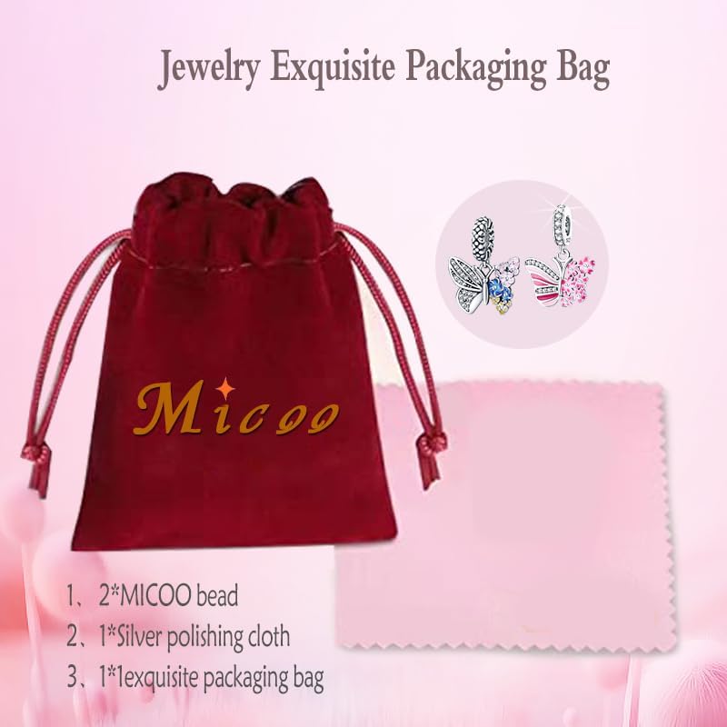 Miniatura 6 de MICOO Dijes para pulseras dobles y parejas, plata de ley 925 con clip de circonitas cúbicas para mujer, pulsera y collar.