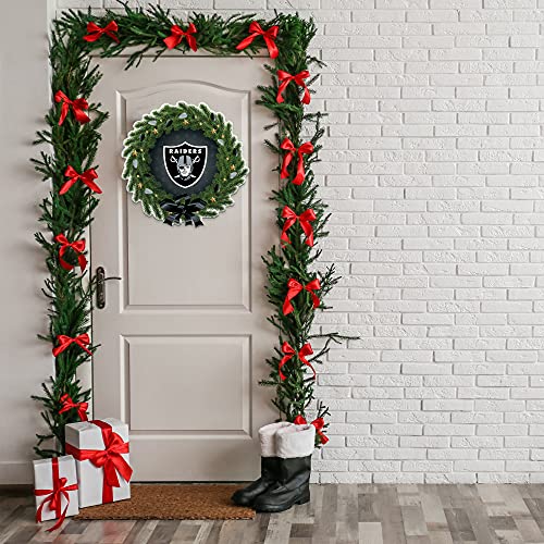 Couronne en feutre doux NFL Las Vegas Raiders : décoration de Noël durable et haut de gamme - 5