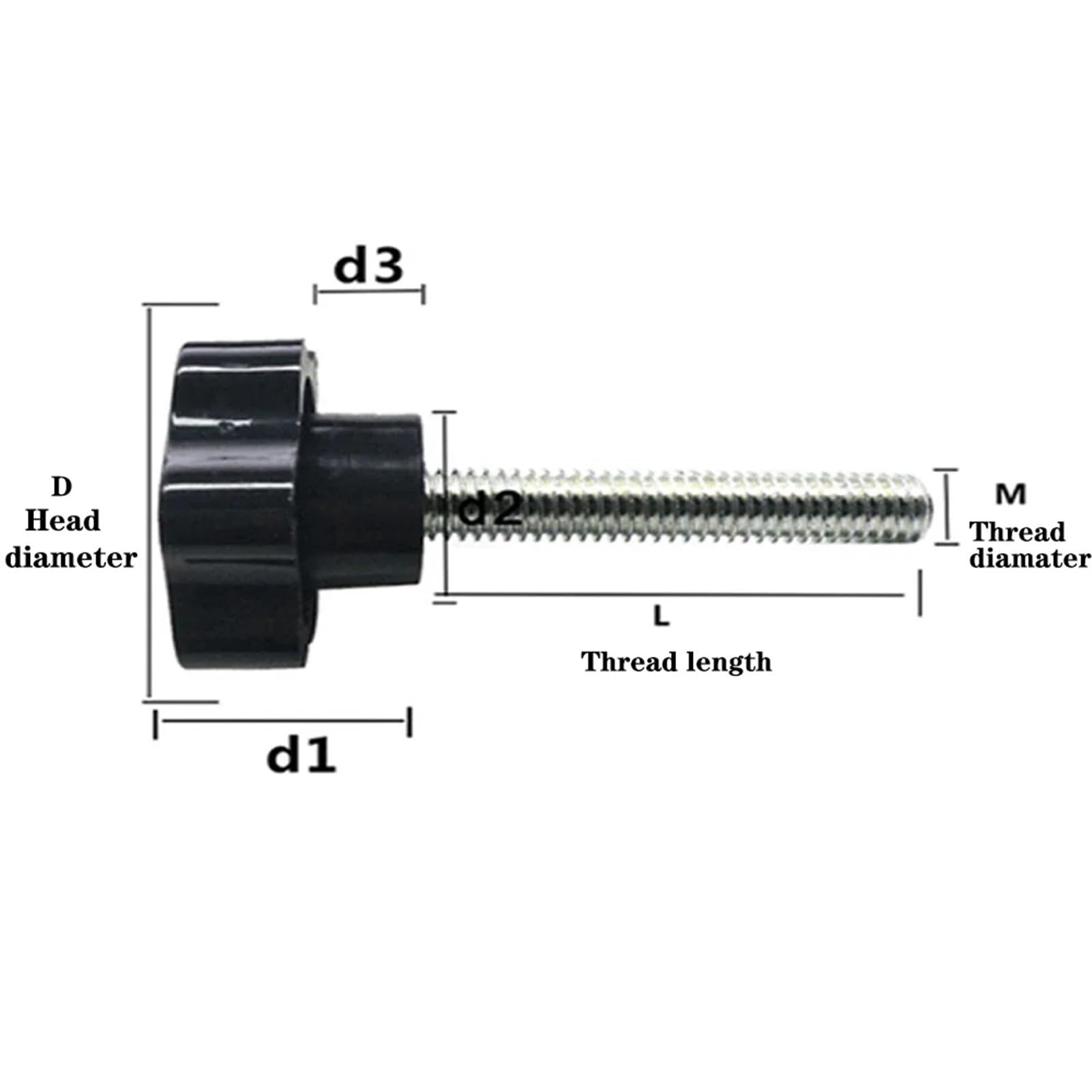 5 uds M5 M6 M8 tornillo de sujeción de hilo de estrella tornillo de apriete de baquelita equipo Industrial acero plástico(M5x10mm)