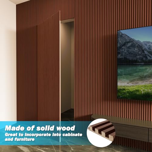 Image of Art3d 108 x 5.7 Inch Slat Wood Wall Paneling for Interior Decor, Walnut