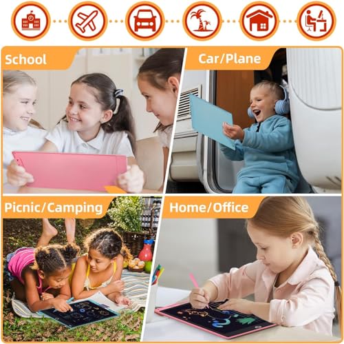 Image of 12inch LCD Writing Tablet Drawing Board Colorful Boys Toys Christmas Birthday Gift for 3 4 5 6 7 Year Old Girls Erasable Drawing Tablet Doodle Board Toddler Learning Pack 2-Multicolor
