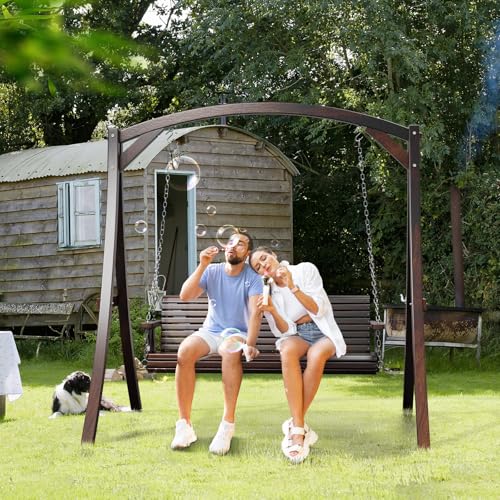 Image of VINGLI 2026 Upgraded 5 FT Wooden Porch Swing, 880 LBS Heavy Duty, Rustic