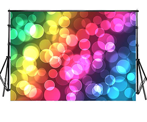 Sensfun 8x6ft Colorful Circle Bokeh Photo Backdrop Aperture Rainbow Light Spot Photobooth Backgrounds for Wedding Birthday Baby Shower Portrait Photobooth Banner Photo Studio Props(WP025/8x6ft)