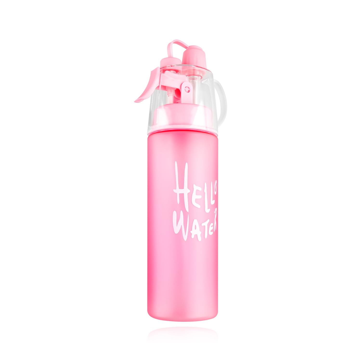 Hopzab Matte Pink 580Ml Misting Spray Water Bottle, Dual-Function Hydration And Cooling, For Outdoor Sports And Fitness Enthusiasts