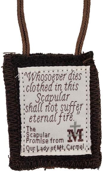 Venerare Catholic Holy Figure Saint Scapular | 100% Wool | Comes with Enrollment Papers (Traditional Brown) - Image 3