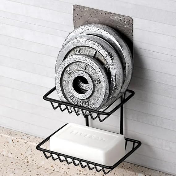 Image of BENAVJI Drill Free Corner Shelf for Bathroom Wall Bathroom Organizer Without Drill Kitchen Rack (1, 2 Layer Soap Dish)