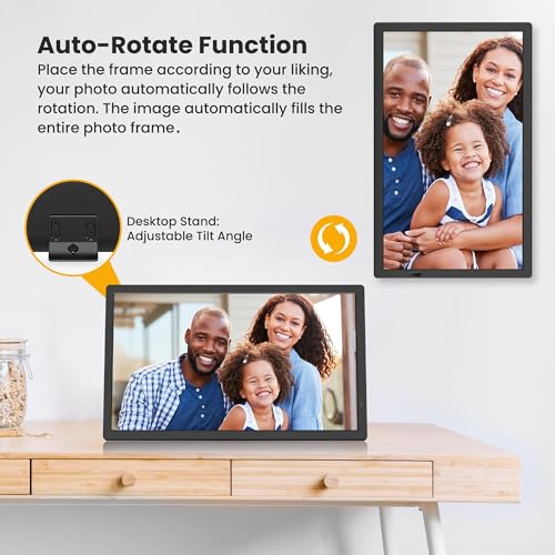 21.5" Large Digital Photo Frame WiFi, 32GB 1920x1080 IPS FHD 1080P, Auto Rotate, Share Photo Video via App Email, Free Cloud Storage, Wall Mounted, Gift for Grandparents Father Mother - Image 6