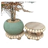 DEMULANS Taburete elevadores para plantas de WoodDisplay (Mini marrón claro, paquete de 3)