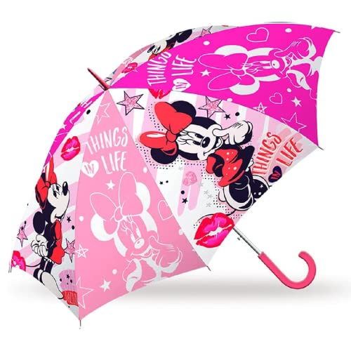 EXACTIME Paraguas para Niñas, Minnie Mouse, Estilo Tradicional, Clásico, Paraguas Infantil, Poliéster, 84cm, Perfecto para Vuelta al Colegio, Ideal para Niñas Cover
