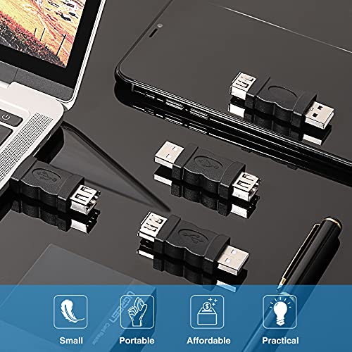4 Pieces Firewire IEEE 1394 6 Pin USB Adapter Female F to USB M Male Cable Converter Firewire 6 Pin to Male USB 2.0 Adapter for Printer, Digital Camera, Scanner, Hard Disk