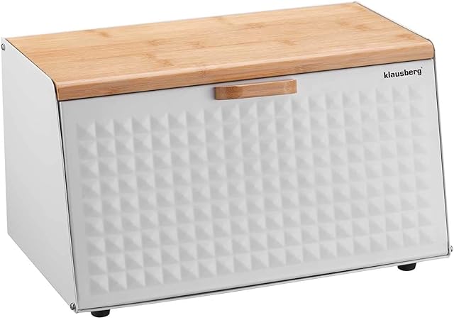 KLAUSBERG Bread Box Bread Box Wood Stainless Steel (White)